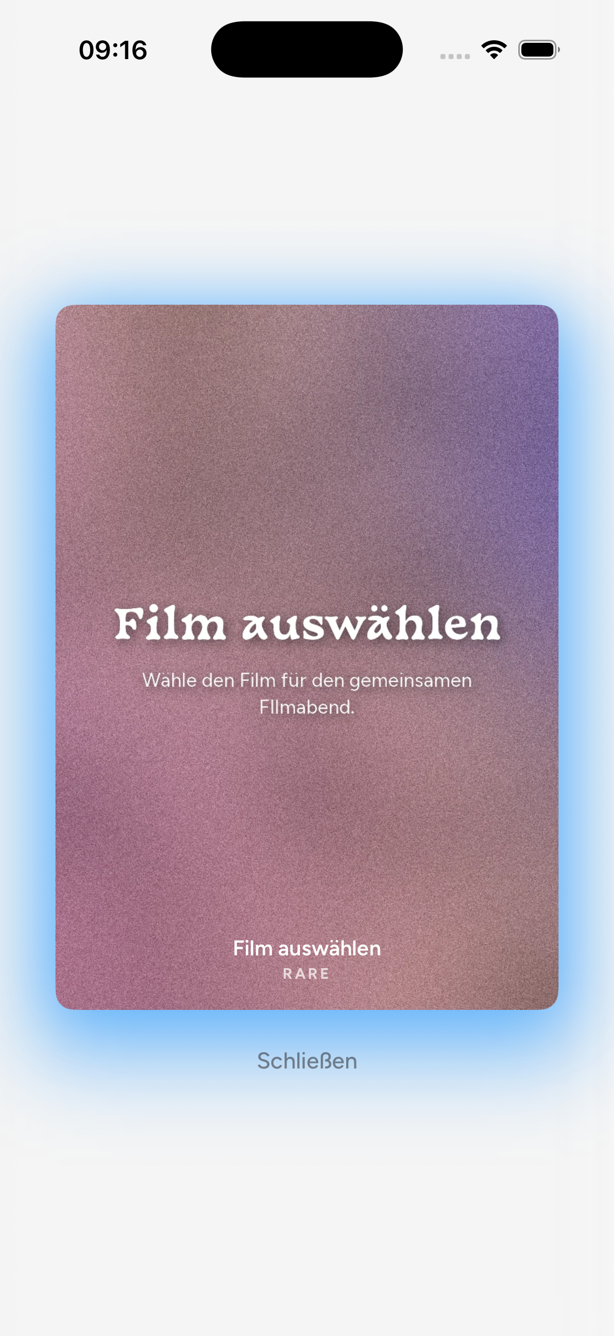 App screenshot – cards