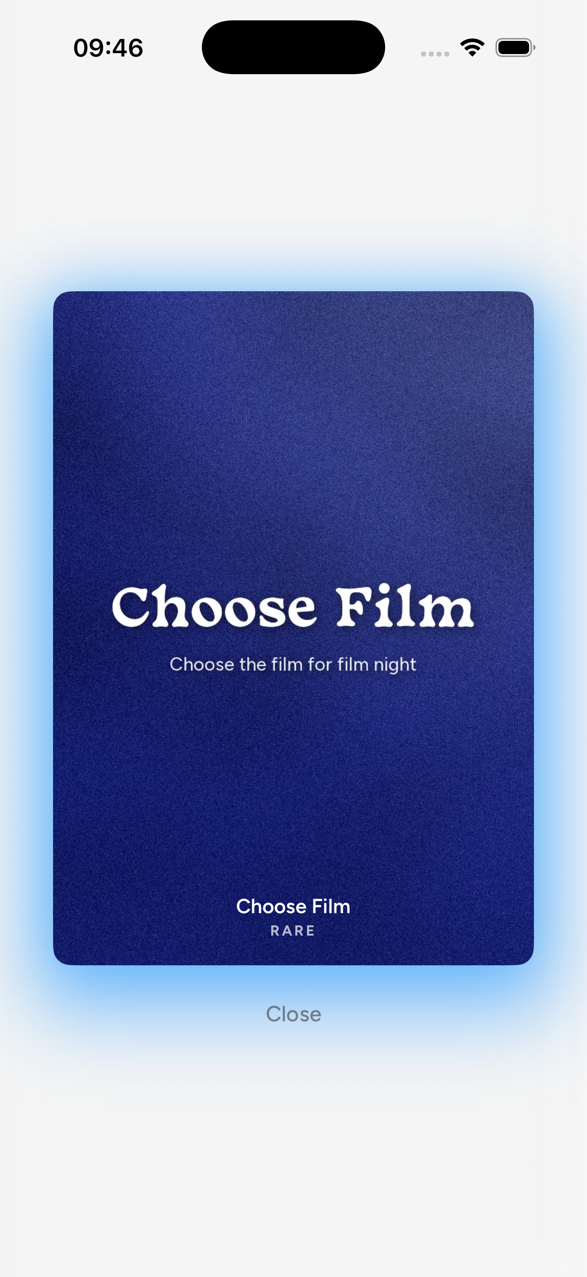 App screenshot – cards