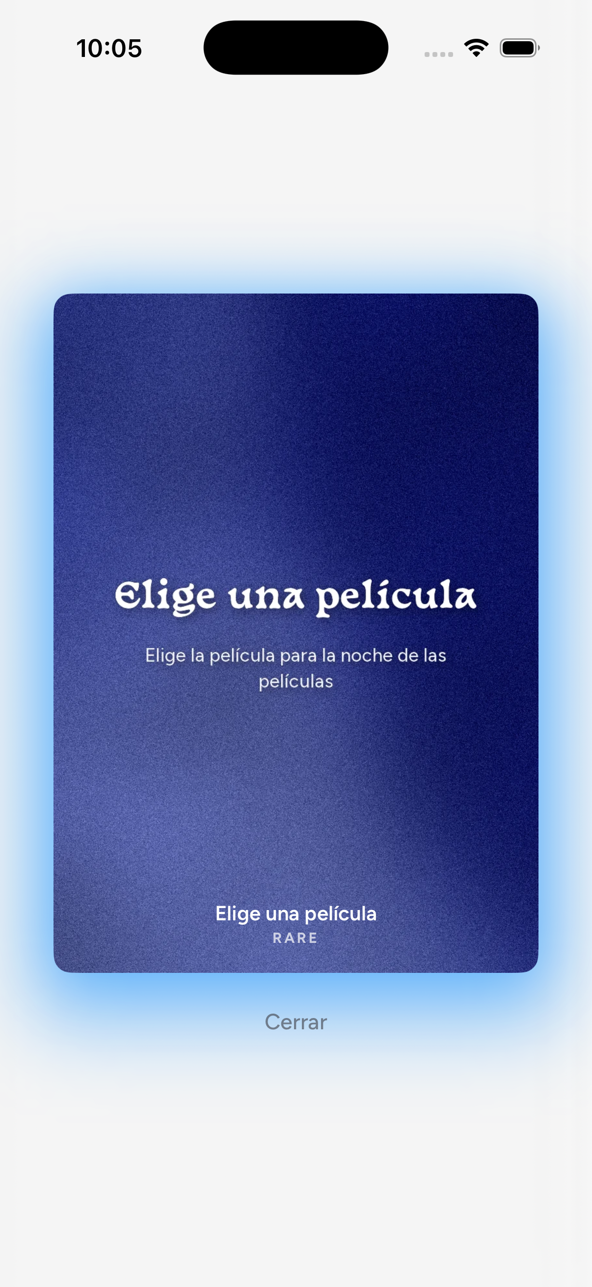 App screenshot – cards