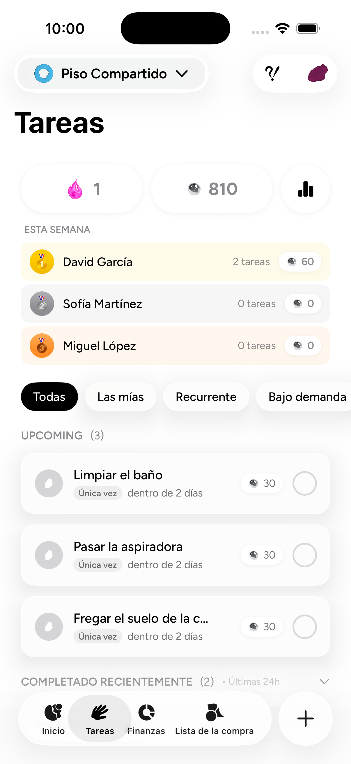 App screenshot – tasks