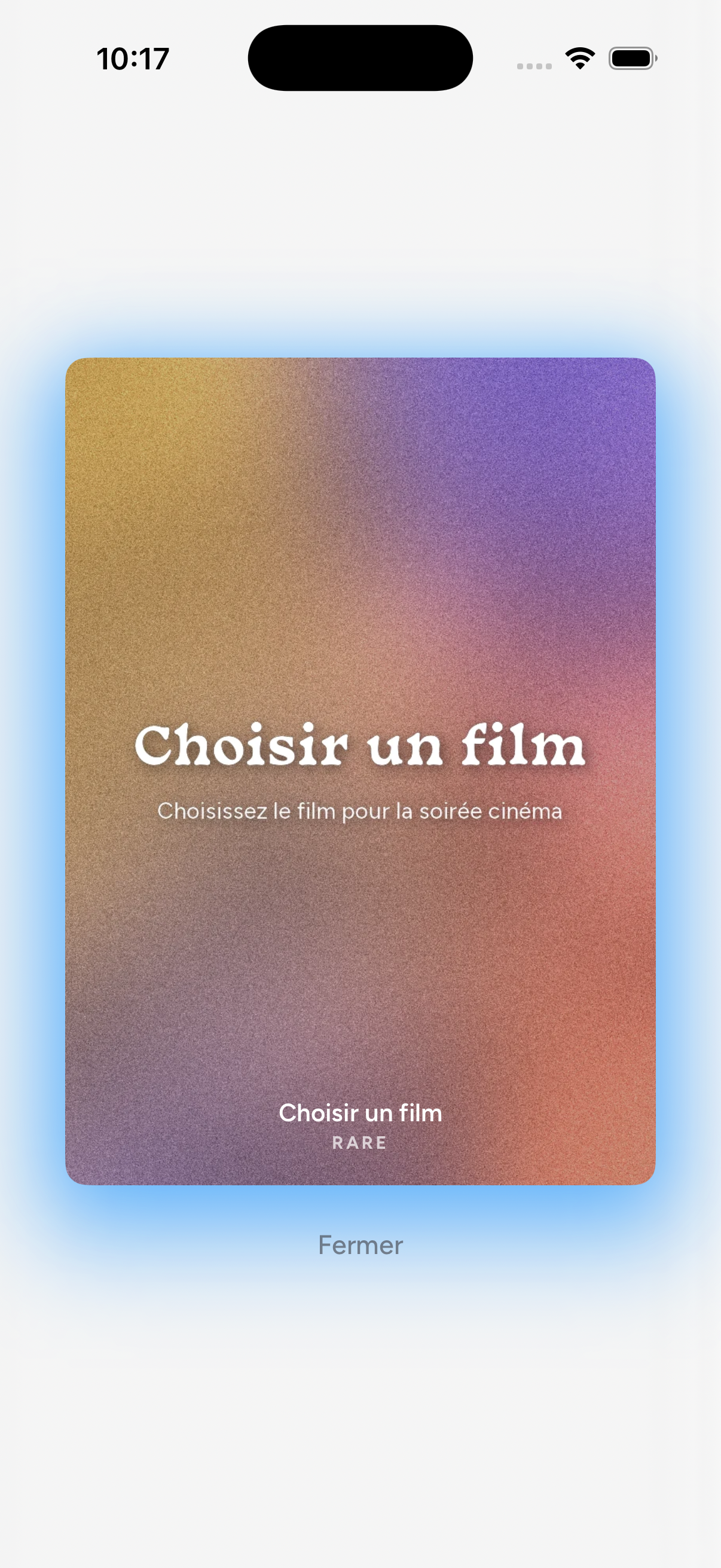 App screenshot – cards