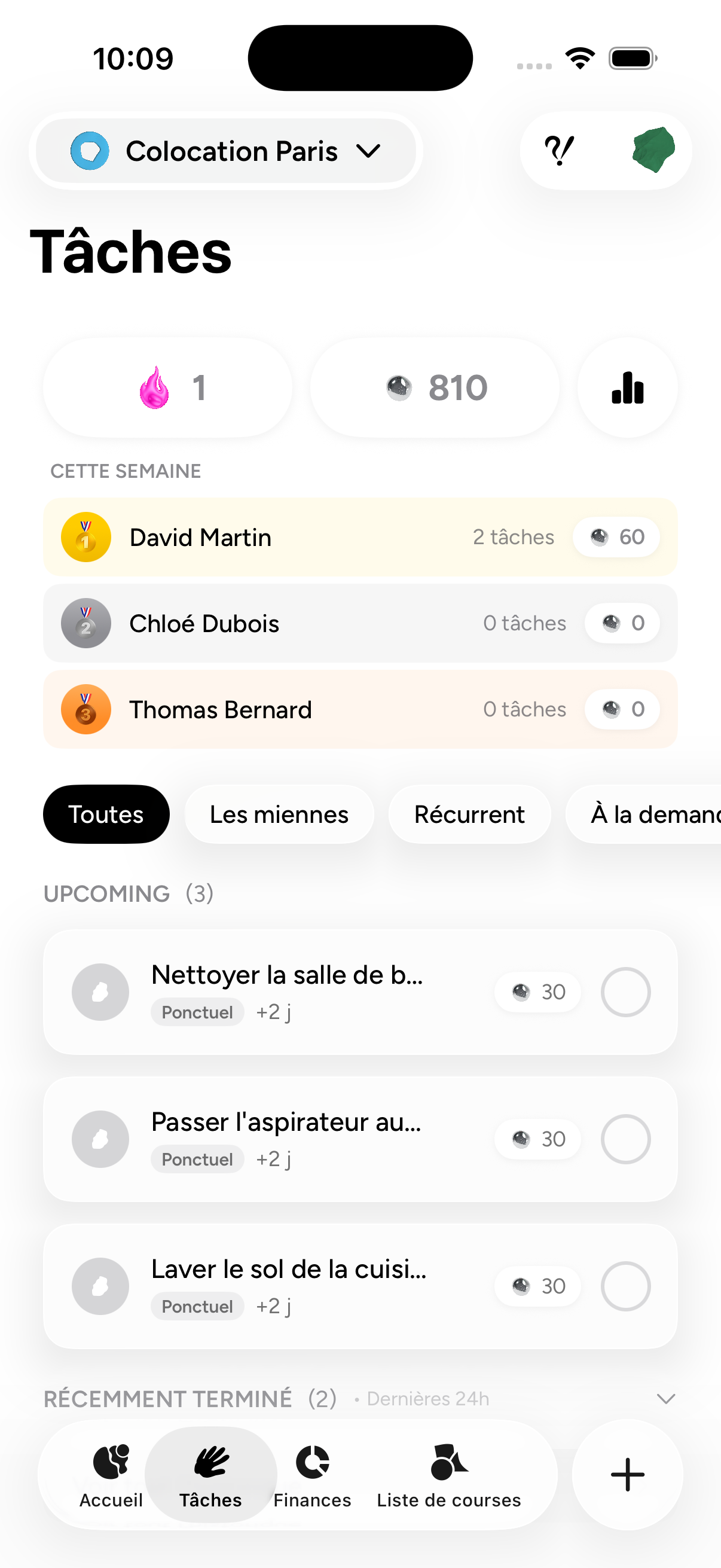 App screenshot – tasks